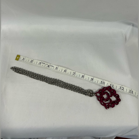 Silver Chain and Deep Fuchsia /Red/Wine Resin Pendant 12 - 22 inches long - Picture 6 of 7